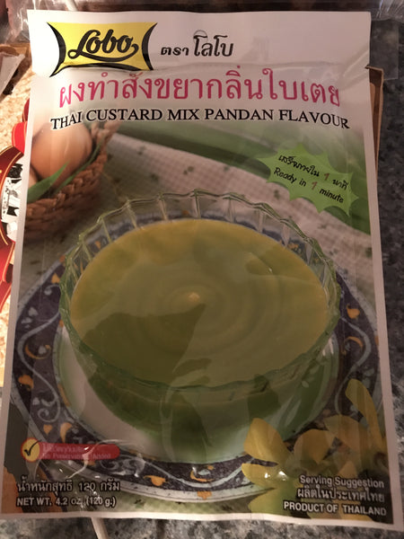 โลโบ ผงทำสังขยา กลินใบเตย Thai custard mix pandan flavour